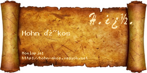 Hohn Ákos névjegykártya